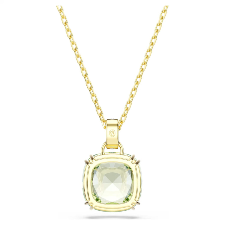 Millenia pendant Cushion cut, Green, 18K gold finish
